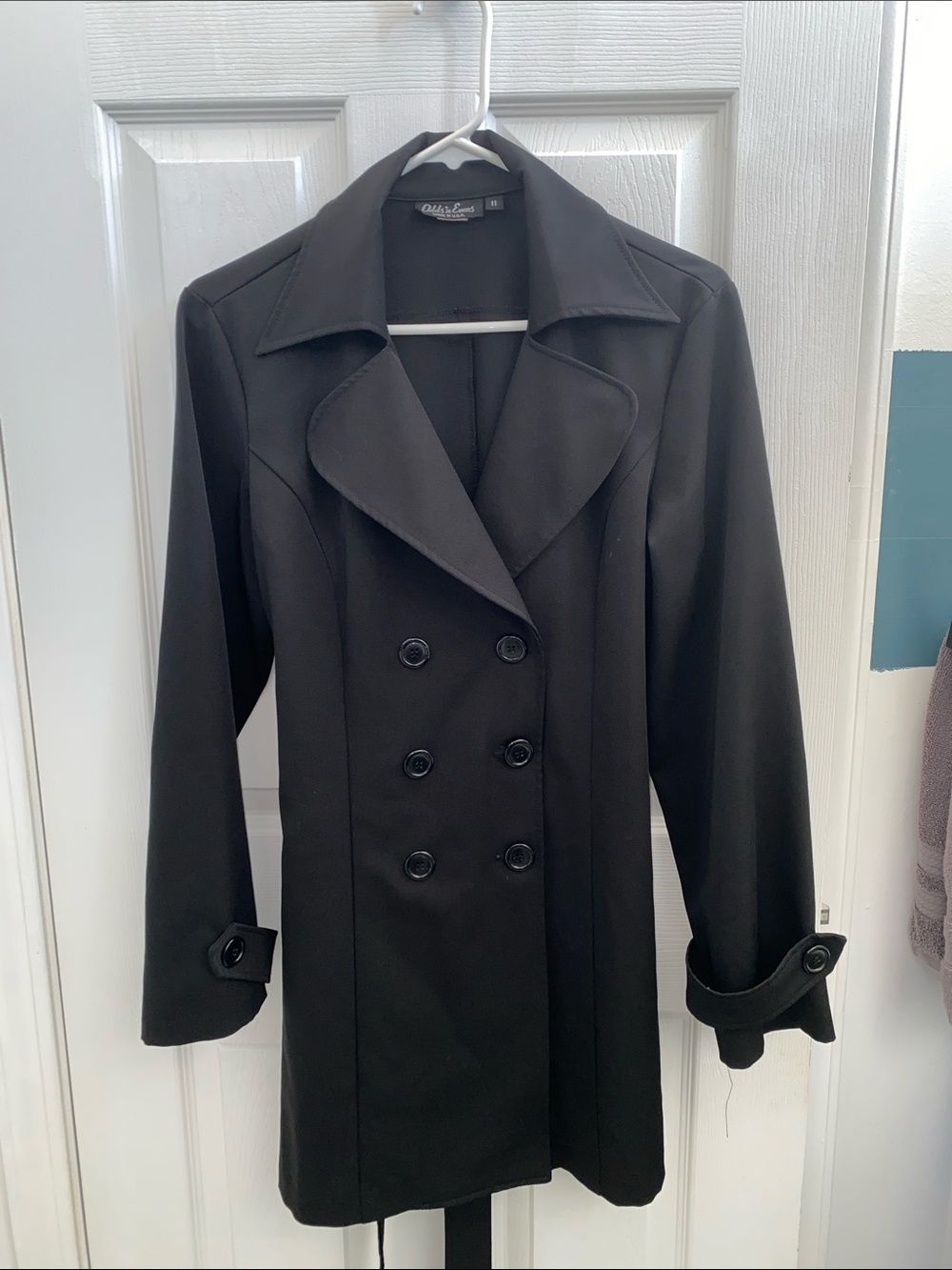 Black Double-Breasted Trench Coat -
